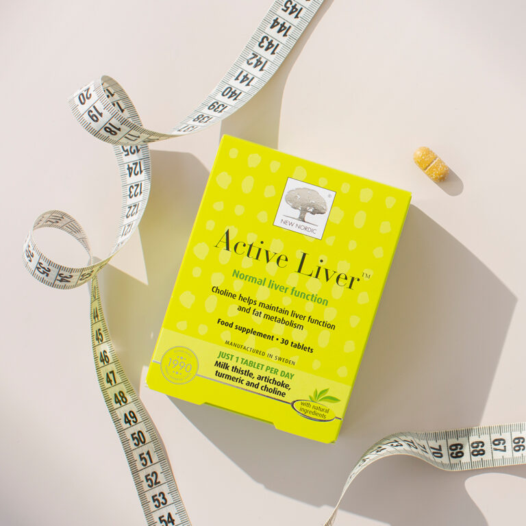 New Nordic Active Liver™ tablets with yellow box, help maintain healthy digestion and liver function.