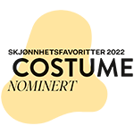 Badge showing Costume Skjønnhetsfavoritter 2022 nomination with stylised graphic background.