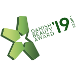 Logo showing Danish Beauty Award Winner 2019 with green star-shaped graphic.