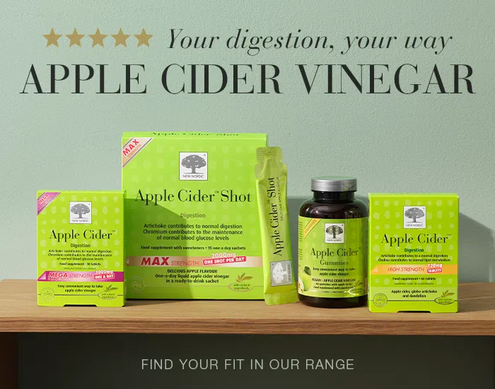 The range of Apple Cider™ products displayed in vibrant green packaging.