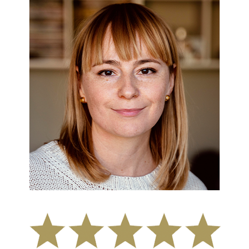 Apple Cider™ Shot 1 Woman displayed with five stars beneath.