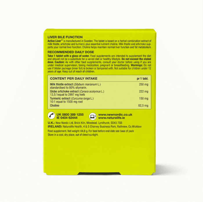 Back of Active Liver™ 60 tablets package.