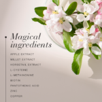 Magical ingredients of Hair Volume™ tablets, including apple extract, millet extract and biotin.