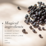 Magical ingredients of Blue Berry™ Eyebright Plus, including blueberry extract, vitamin A and zinc.
