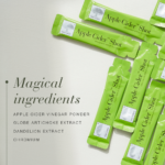 Magical ingredients of Apple Cider™ Shot, including apple cider sachets