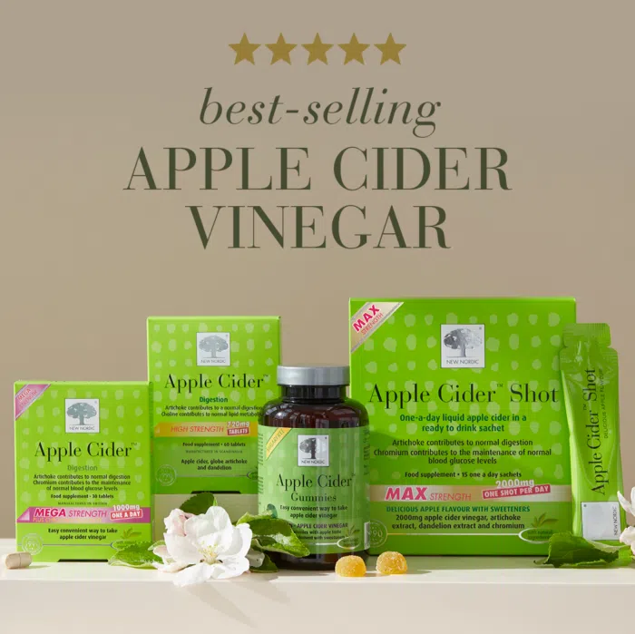 Products from the New Nordic Apple Cider™ range in bright green packaging with text