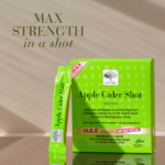 Apple Cider™ Shot package displayed with the text Max Strength in a shot.