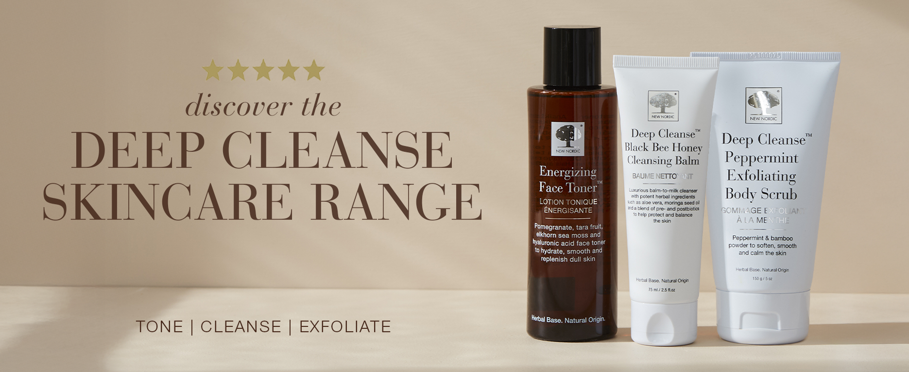 Skincare products for cleansing and exfoliating