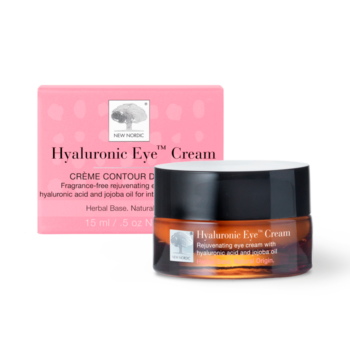 New Nordic Hyaluronic Active™ Eye Cream, moisturises, smooths, and brightens skin around the eyes with hyaluronic acid, jojoba oil, and sea buckthorn.