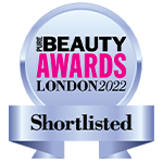 Badge showing Pure Beauty Awards London 2022 shortlisted.