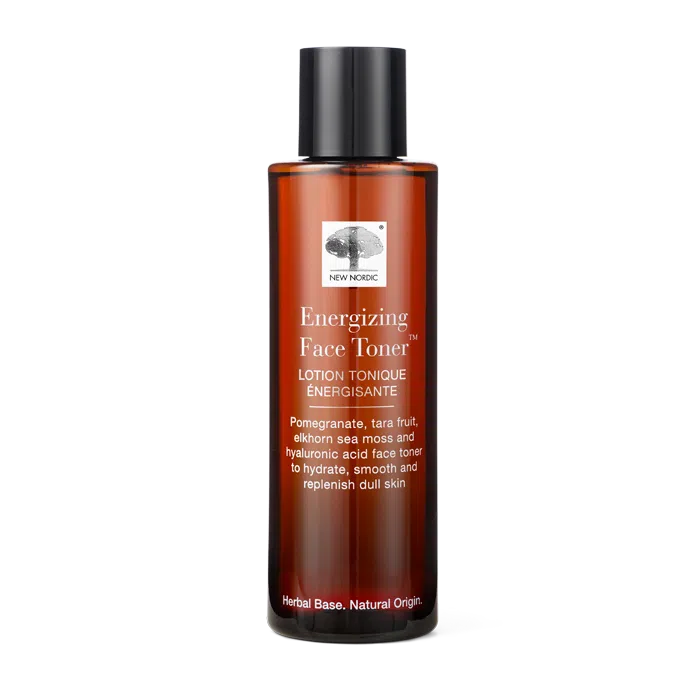 New Nordic Energising Face⢠Toner moisturises, softens, and brightens skin with pomegranate, red seaweed, and hyaluronic acid.