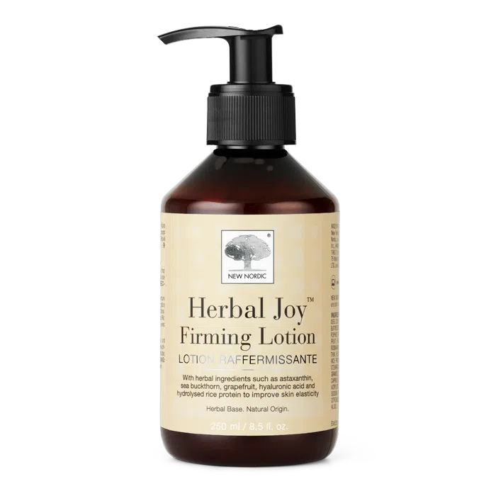 Image of New Nordic Herbal Joy™ Firming Lotion, firms, nourishes, and moisturises skin with shea butter, rice protein, hyaluronic acid, and plant extracts.