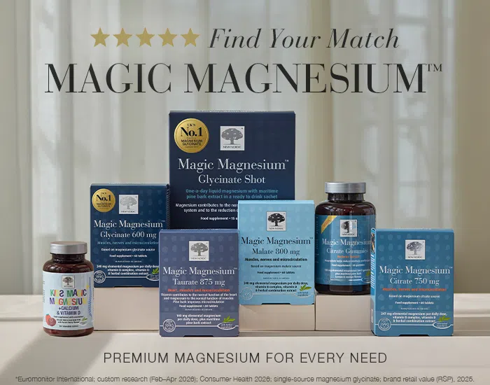 Magic Magnesium range featuring Glycinate, Taurate, Malate, Citrate and Kids Magnesium supplements for different health needs.