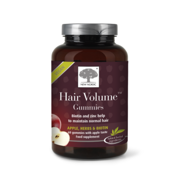 New Nordic Hair Volume™ Gummies with biotin and zinc, helping maintain normal hair, skin and nails in an easy gummy format.
