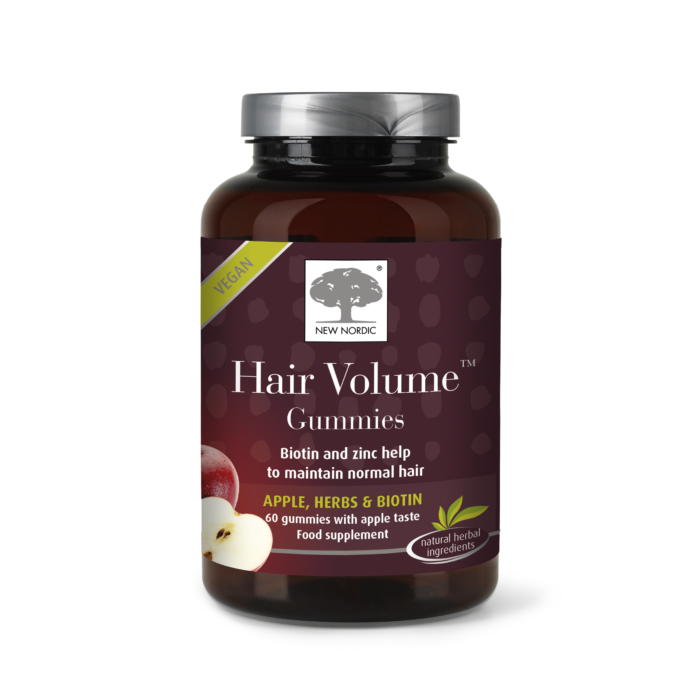New Nordic Hair Volume™ Gummies with biotin and zinc, helping maintain normal hair, skin and nails in an easy gummy format.