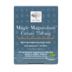 New Nordic Magic Magnesium Citrate™ tablets help maintain muscles, nerves, energy, heart, and microcirculation, and contribute to reduced tiredness, with B vitamins, magnesium, maritime pine bark, and long pepper. Image of product.