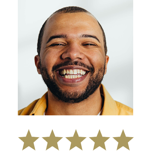 Lion's Mane™ 1 Man smiling with five stars beneath