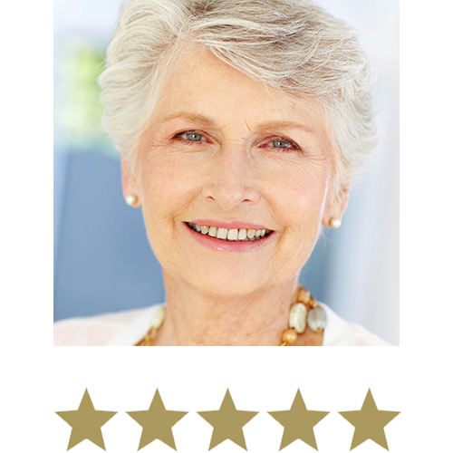 Clear Brain™ 9 Woman smiling with five stars beneath