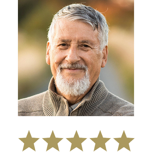 Clear Brain™ 10 Man smiling with five stars beneath