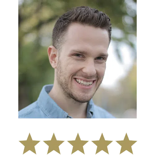 Chili Burn™ 15 Man smiling with five stars beneath