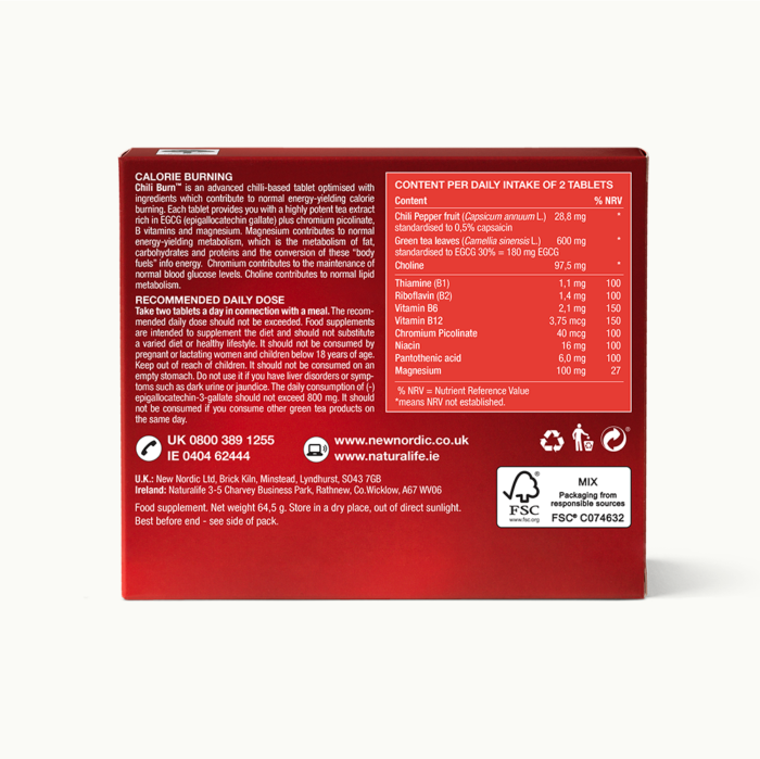 Back of Chili Burn™ package.