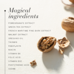 Magical ingredients of the Clear Brain™ tablets, including pomegranate extract, green tea extract and walnut extract.