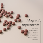 Magical ingredients of the Collagen Filler™ tablets, including collagen, pomegranate and tomato.