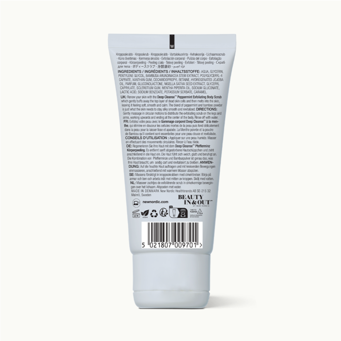 Back of Deep Cleanse™ Peppermint Exfoliating Body Scrub package.