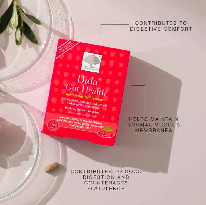 Dida Gut Health pack with key benefits around it