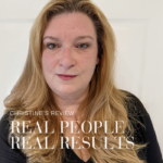 Christina smiling in a testimonial image with the text Real people, real results.