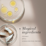 Magical ingredients of the Hair Volume™ Repair Mask, including coconut and apple.