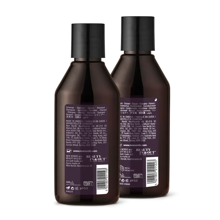 New Nordic Hair Volume Shampoo and Conditioner back of packs.
