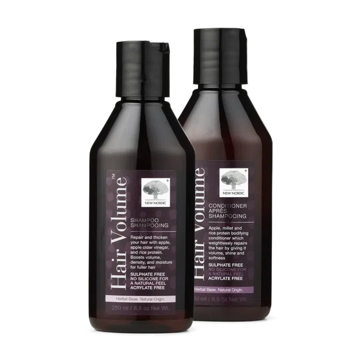 New Nordic Hair Volume Shampoo and Conditioner front of packs