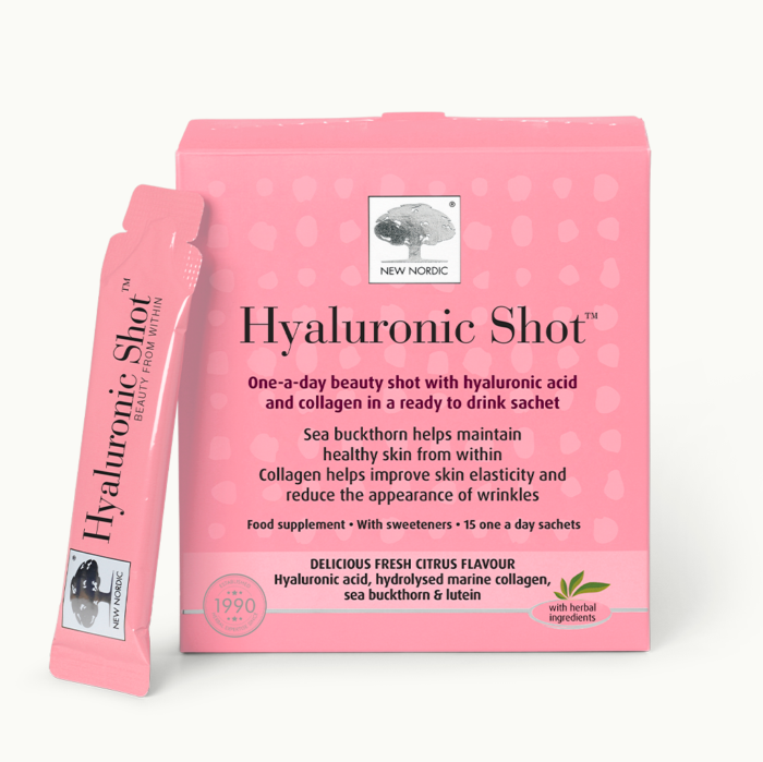 w_HyaluronicShot_15_Front_UK_Tile1 Front of Hyaluronic Shot™ package.