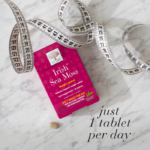 Irish™ Sea Moss displayed with a measuring tape and text Just one tablet per day.