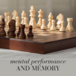 Chessboard displayed with text mental performance and memory.