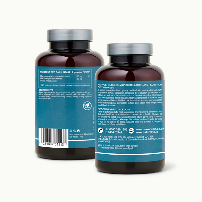 Back of Magic Magnesium™ Citrate Gummies package.