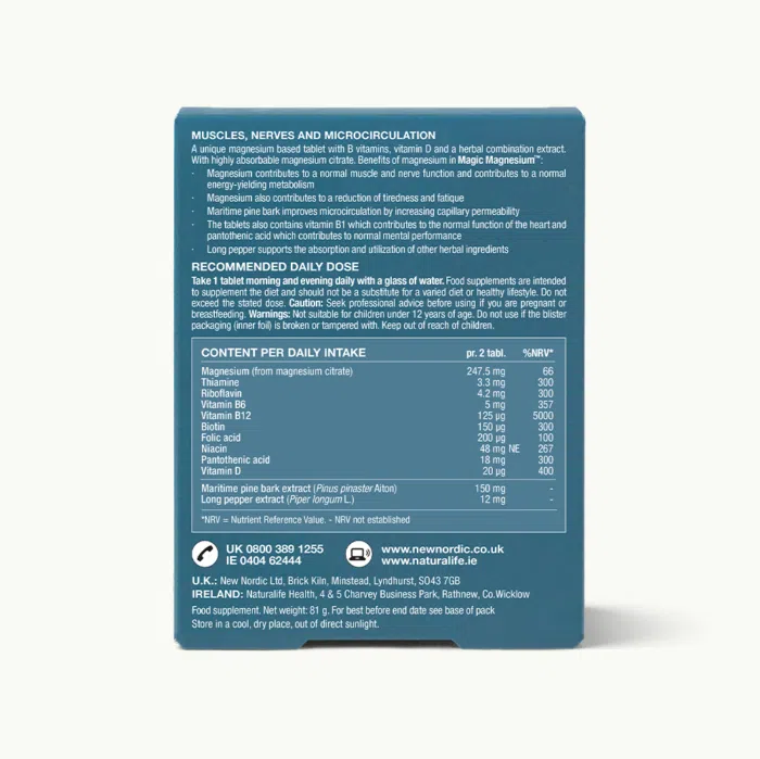 Back of Magic Magnesium™ Citrate package.