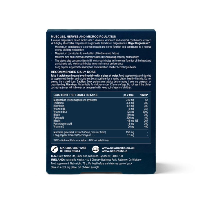 Back of Magic Magnesium™ Glycinate package.