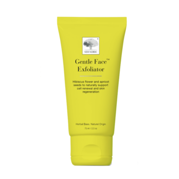 New Nordic Gentle Face™ Exfoliator gently exfoliates and moisturises skin with apricot, hibiscus, sea buckthorn, and vitamin E.