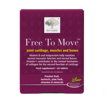 New Nordic Free To Move™ tablets help maintain joint, muscle, and bone health with turmeric, passion fruit, and vitamins.