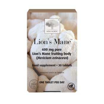 New Nordic Lion’s Mane™ tablets, help maintain brain and cognitive health with Hericium erinaceus fruiting body extract.