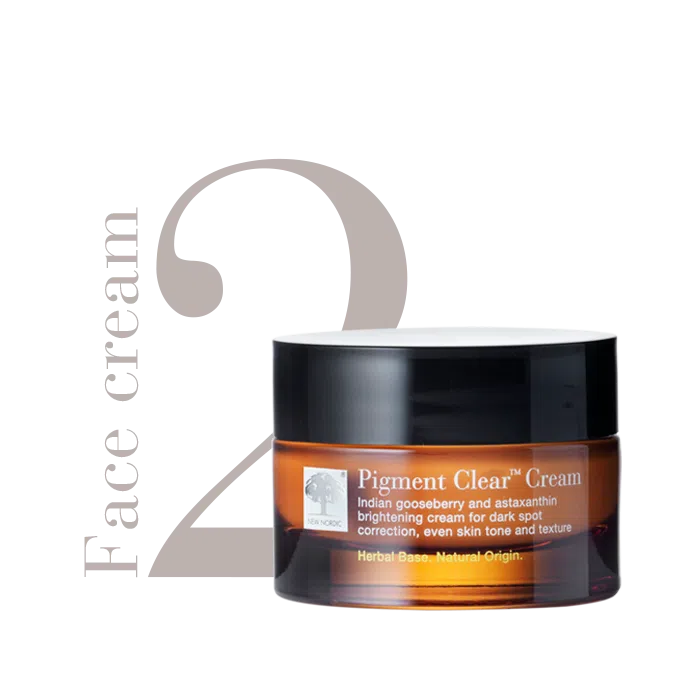 Step 2 Pigment Clear™ Cream shown as the second step in a skincare routine.