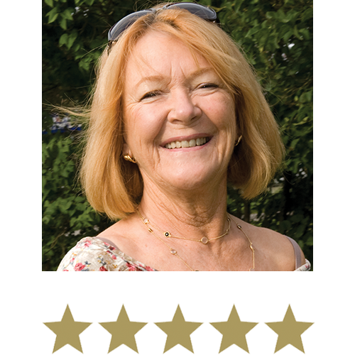 Melissa Dream™ 11 Woman smiling in nature with five stars beneath
