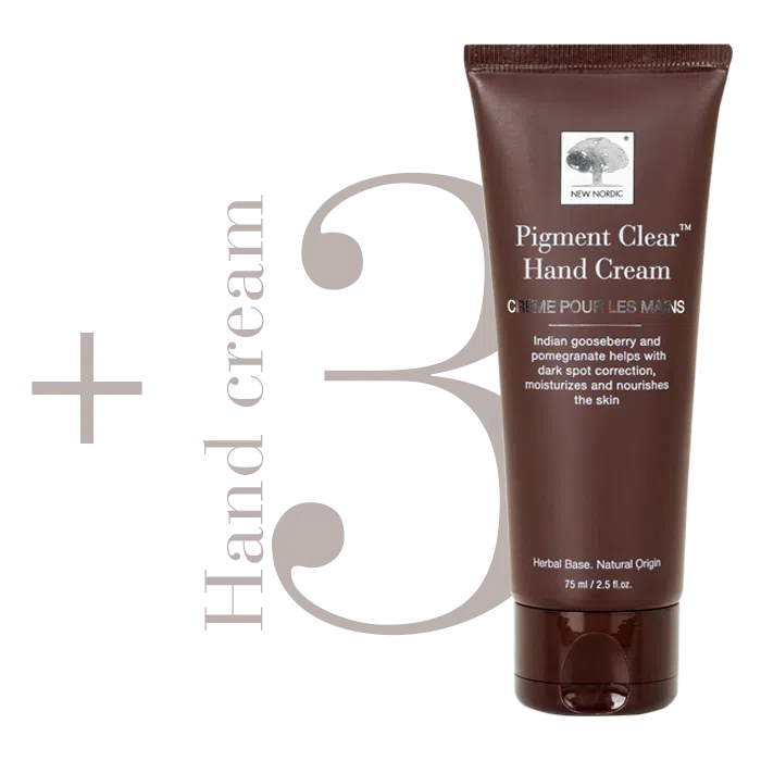Step 3 Pigment Clear™ Hand Cream shown as the third step in a skincare routine.