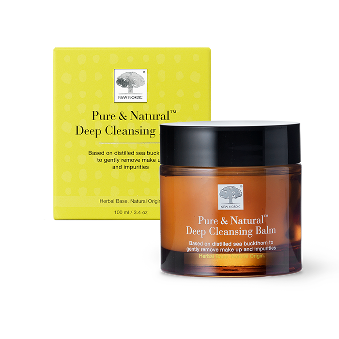 I_webpackshot_cleansing_balm New Nordic Pure & Naturalâ„¢ Cleansing Balm removes makeup and refreshes skin with sea buckthorn and astaxanthin.