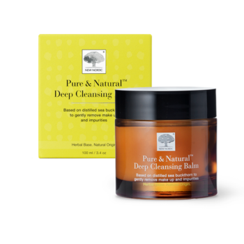 New Nordic Pure & Natural™ Cleansing Balm removes makeup and refreshes skin with sea buckthorn and astaxanthin.