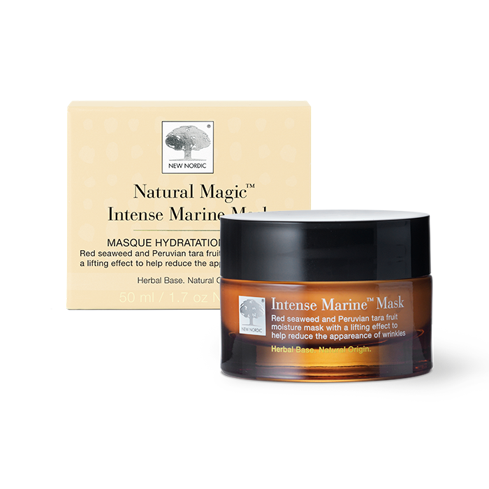 New Nordic Intense Marine™ Mask, moisturises, lifts, and reduces wrinkles with red seaweed, tara fruit, astaxanthin, and sea buckthorn.