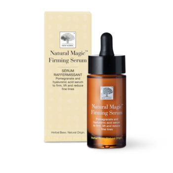 New Nordic Natural Magic™ Firming Serum, firms, lifts, and reduces fine lines with pomegranate, hyaluronic acid, and sea buckthorn.