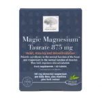 New Nordic Magnesium Taurate™ tablets help maintain heart, muscle, and microcirculation health, and contribute to reduced tiredness, with magnesium and French maritime pine bark. Image of product.